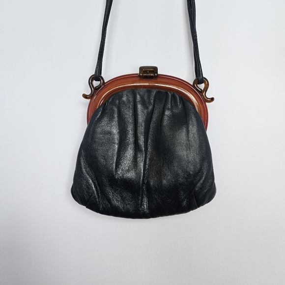 Vintage Mid-century Navy Purse W/ Lucite Or Bakelite Frame And Clasp Women's Bag - Picture 7 of 14